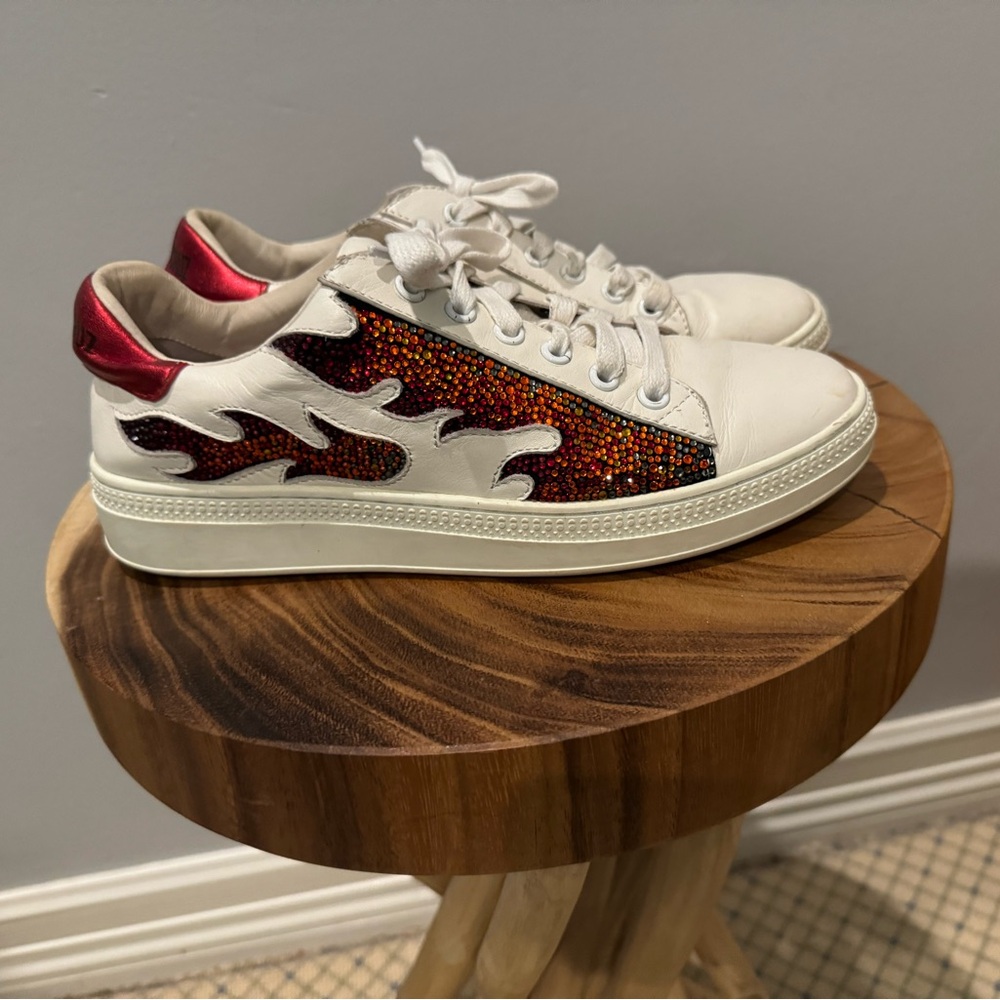 Lola Cruz Red Flame Bling Sneakers Size 9